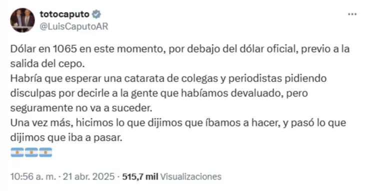 NOTICIA 3 DOLAR CAPUTO