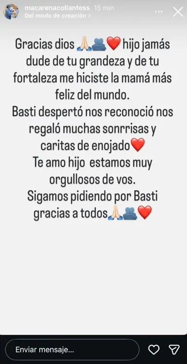el-mensaje-de-la-mama-de-bastian-luego-de-que-se-despertara-en-terapia-intensiva-foto-instagrammacarenacollantess-WGSHAFHQ4NCGPLJPGKVESTZDRI