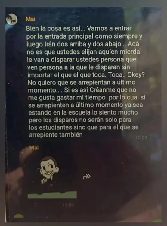 el-amenazante-mensaje-que-mando-una-aluman-en-el-grupo-foto-gentileza-el-dia-de-escobar-QI5TZ3TY7ZCB3CHDGEVW7D3Q3A